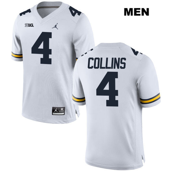 Men's NCAA Michigan Wolverines Nico Collins #4 White Jordan Brand Authentic Stitched Football College Jersey BG25E00XN